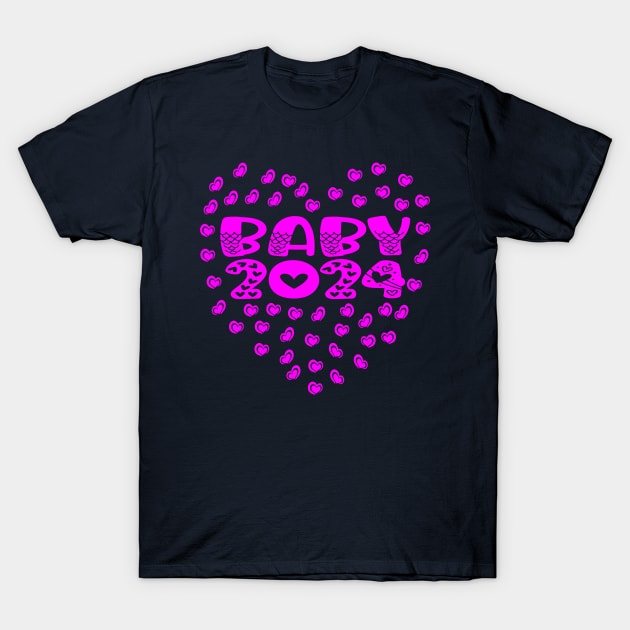 Pink Baby Birth Year 2024 PREGNANCY BABYSHOWER Baby Girl 2024 T